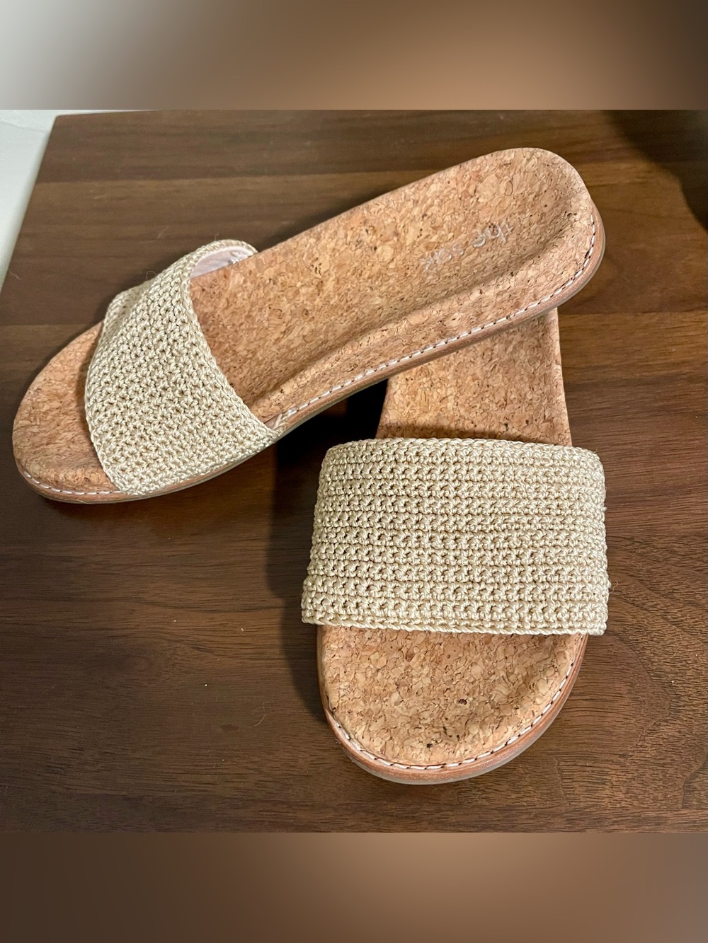 The Sak Mendocino Woven Cork Tan Slide Sandals